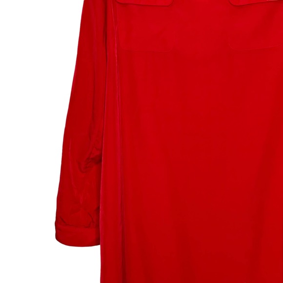 Old Navy V Neck Pockets Roll up Tab Long Sleeve Shift Dress Red Women Large - Picture 4 of 10